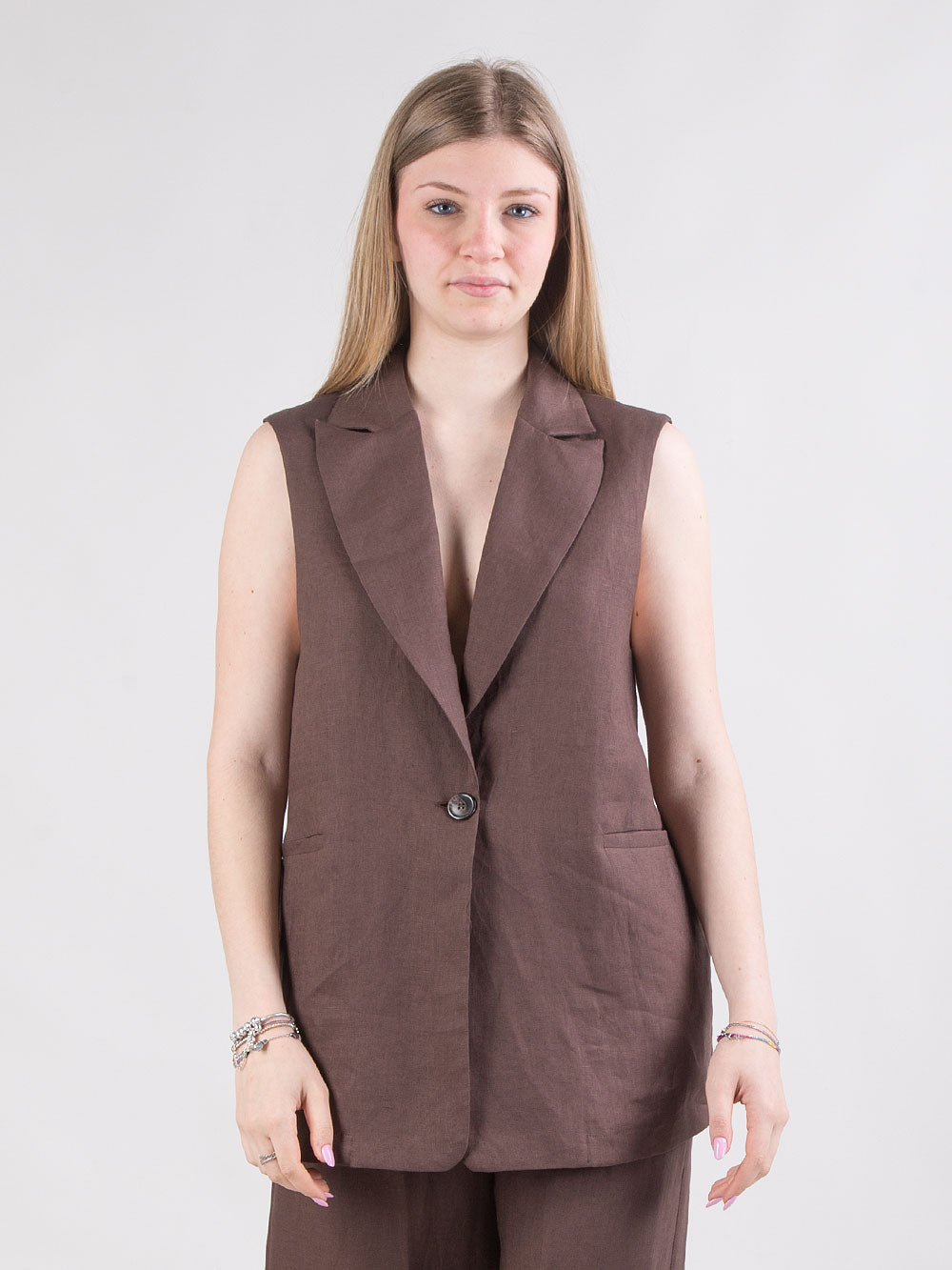 Gilet lungo in lino