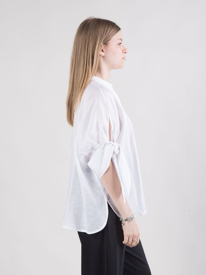 Camicia manica corta con nastri da annodare