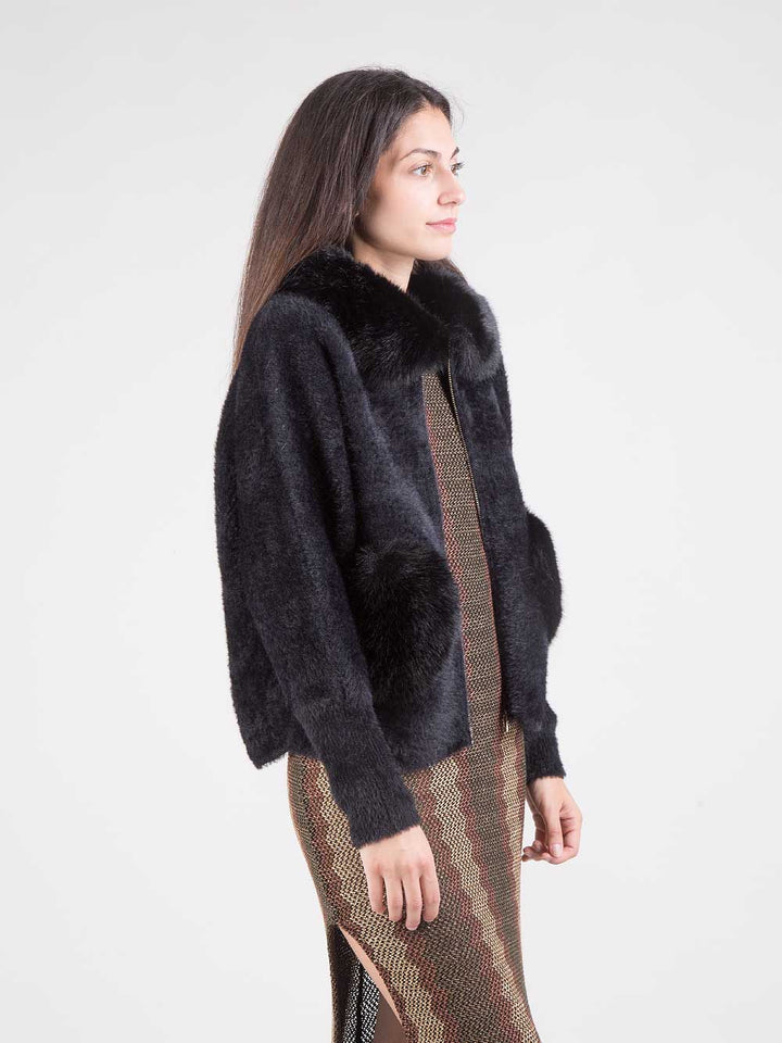 Cardigan con ecopelliccia