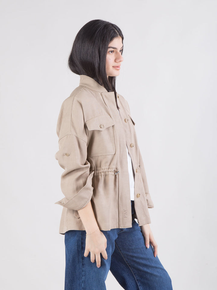 Overshirt in viscosa e lino délavé