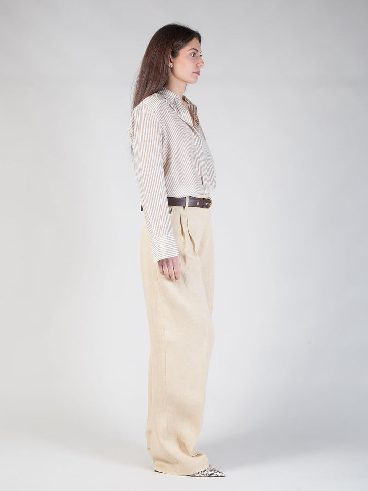 Pantalone wide leg in lino