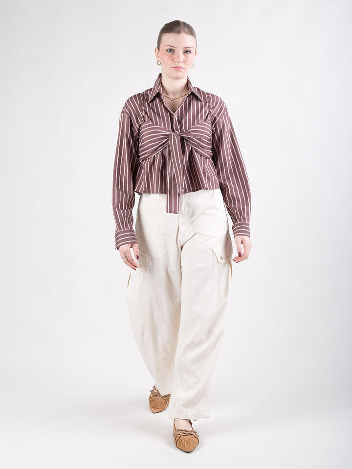 Camicia cropped con top applicato