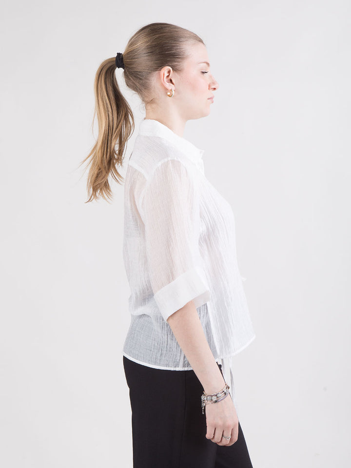 Camicia ampia in doppio tessuto stropicciato