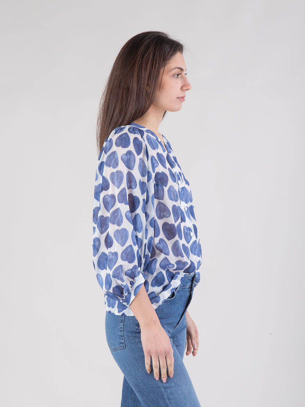 Camicia con maniche a sbuffo