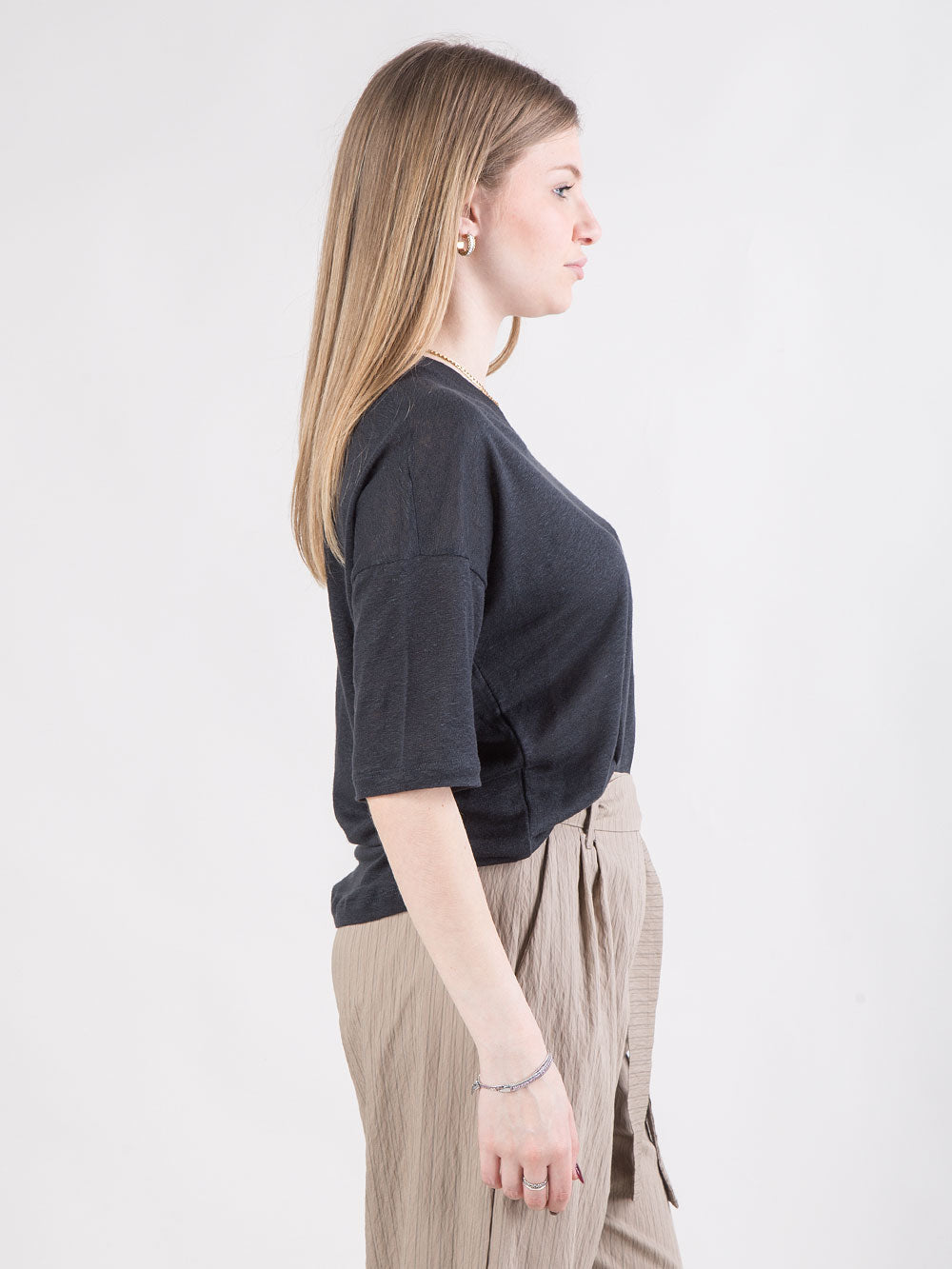 T-shirt ampia in lino