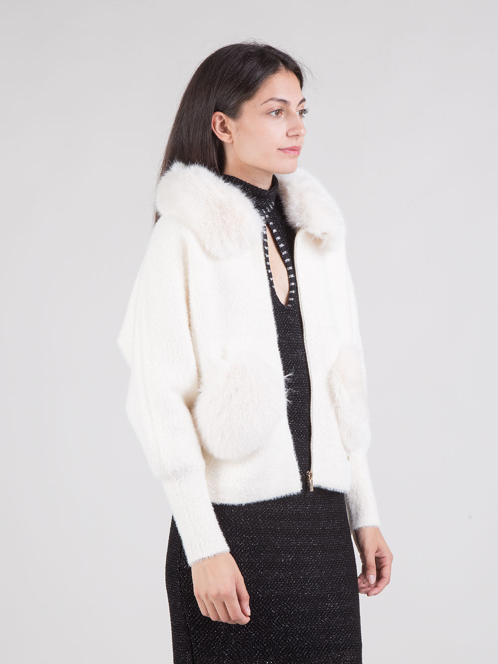 Cardigan con ecopelliccia