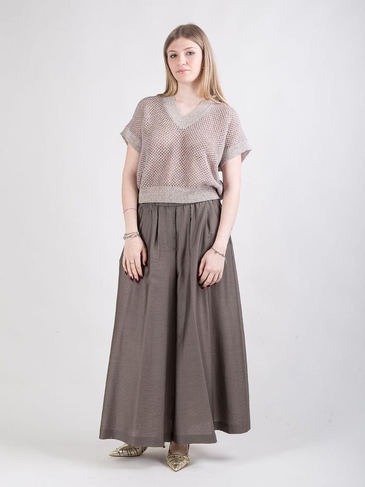 Pantalone svasato con elastico in vita