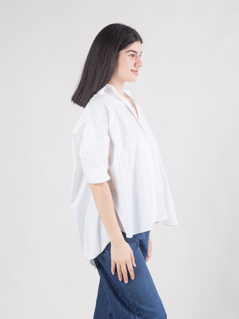 Camicia comfort fit in popeline di cotone stretch