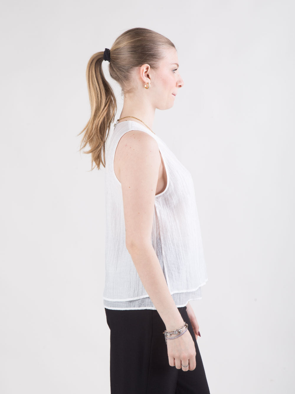 Top blusa doppio strato
