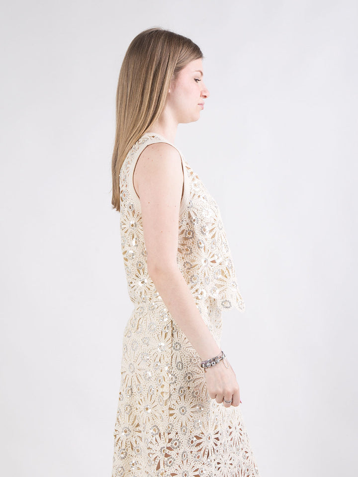 Top corto crochet con paillettes