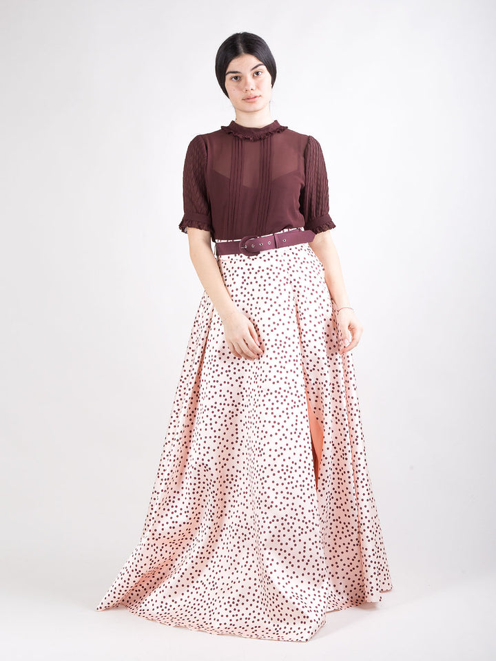 Completo ampia con spacco e camicia trasparente