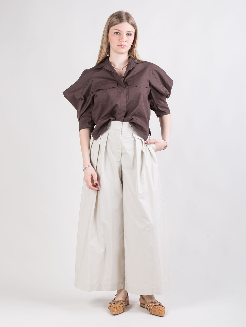 Camicia corta con maniche balloon