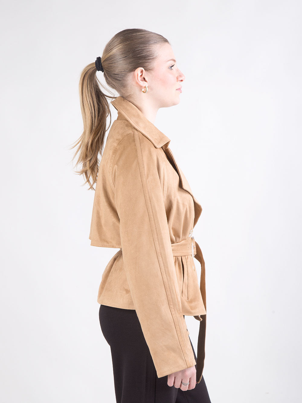 Giacca Kimora effetto suede con cintura