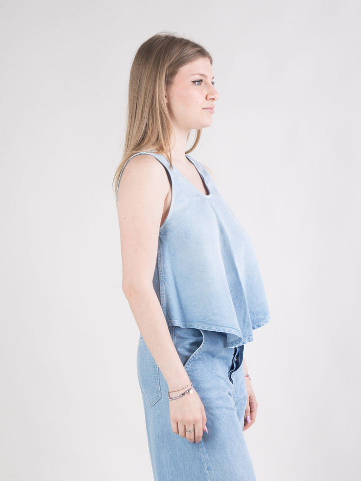Top cropped in denim