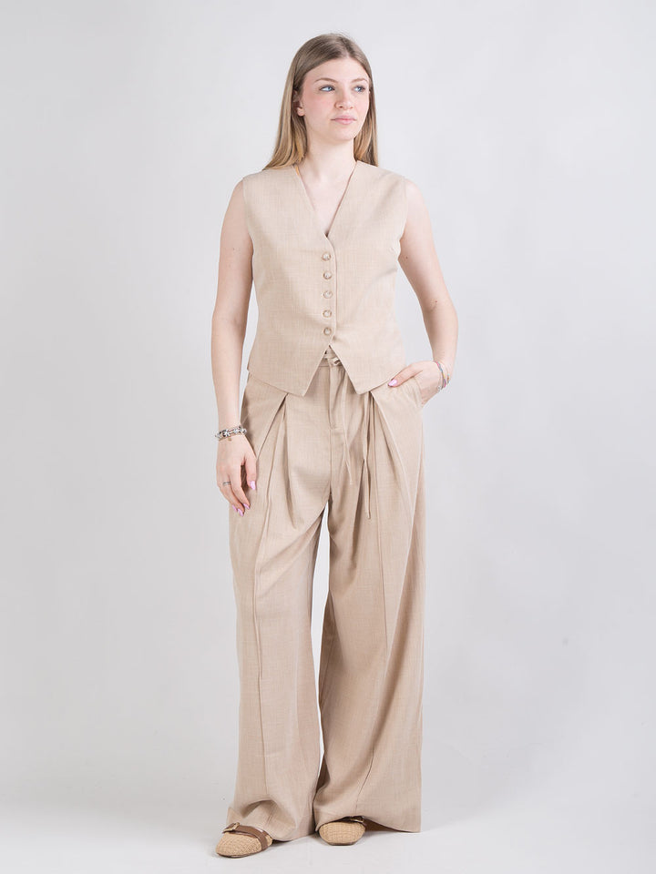Gilet beige smanicato