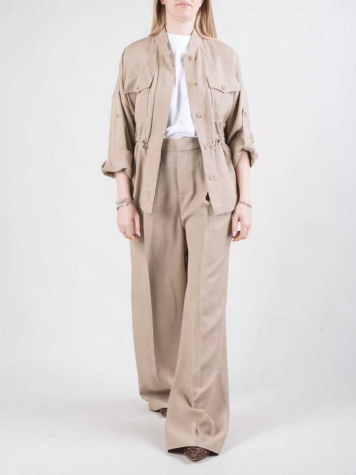 Pantalone classico in gabardina effetto washed