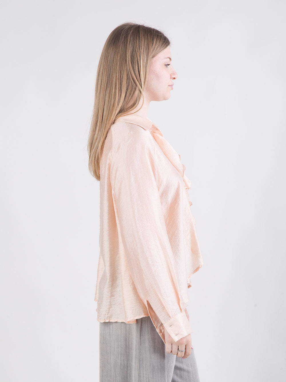 Blusa con rouches e maniche a palloncino