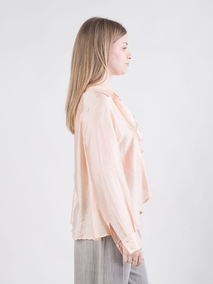 Blusa con rouches e maniche a palloncino