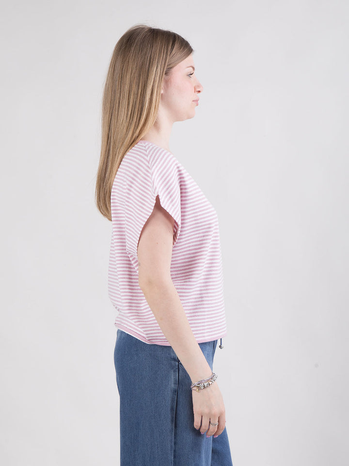 T-shirt over a righe in lurex
