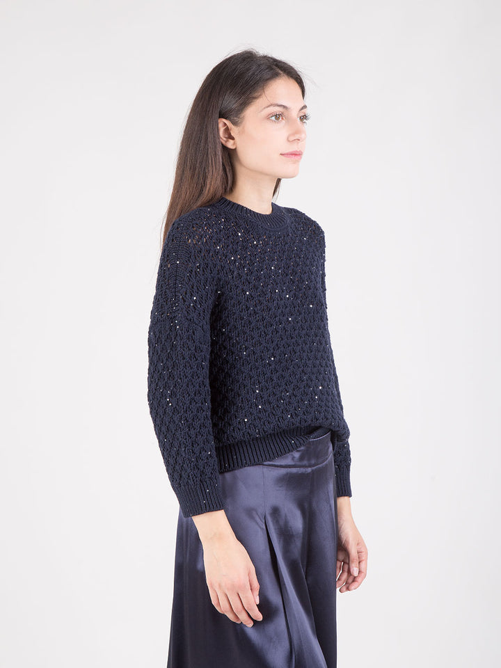 Maglia giro paillettes