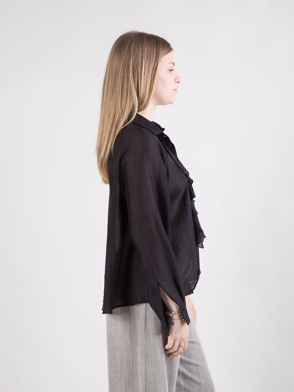 Blusa con rouches e maniche a palloncino