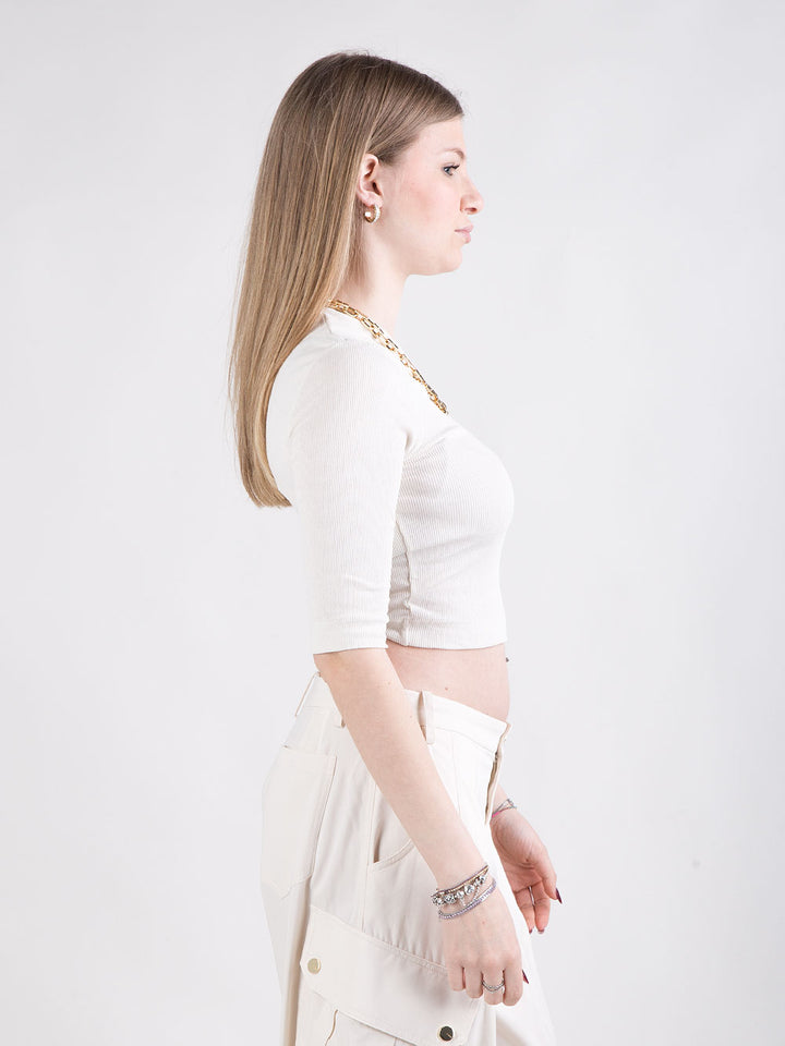 Maglia cropped con catena