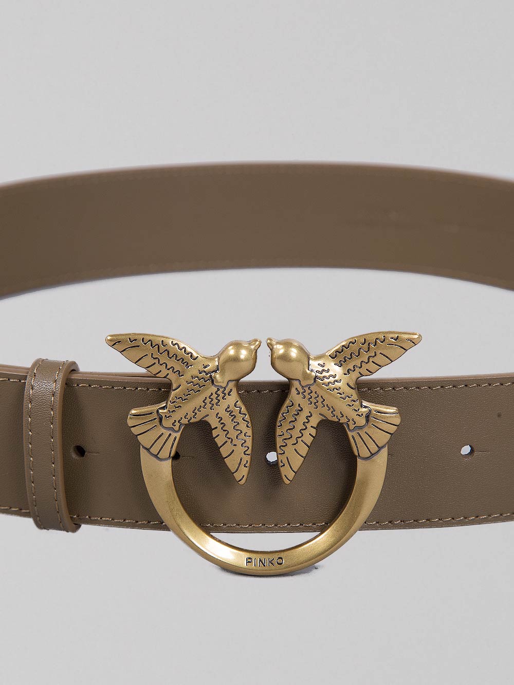 LOVE BERRY BELT IN SMOOTH OLIVE GREEN LEATHER WITH LOVE BIRDS BUCKLE
