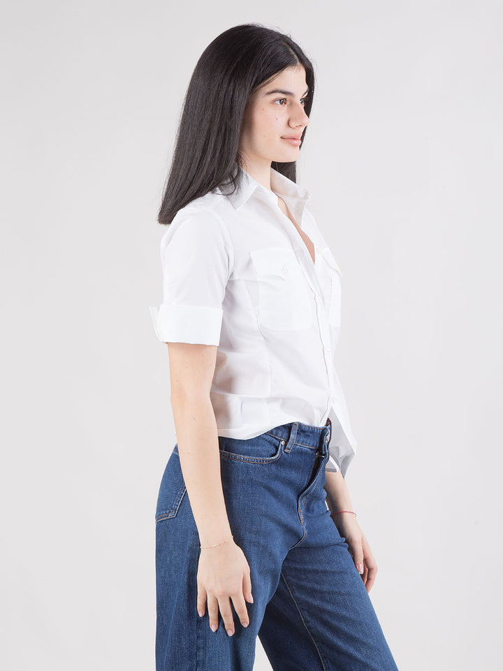 Camicia in popeline di cotone stretch