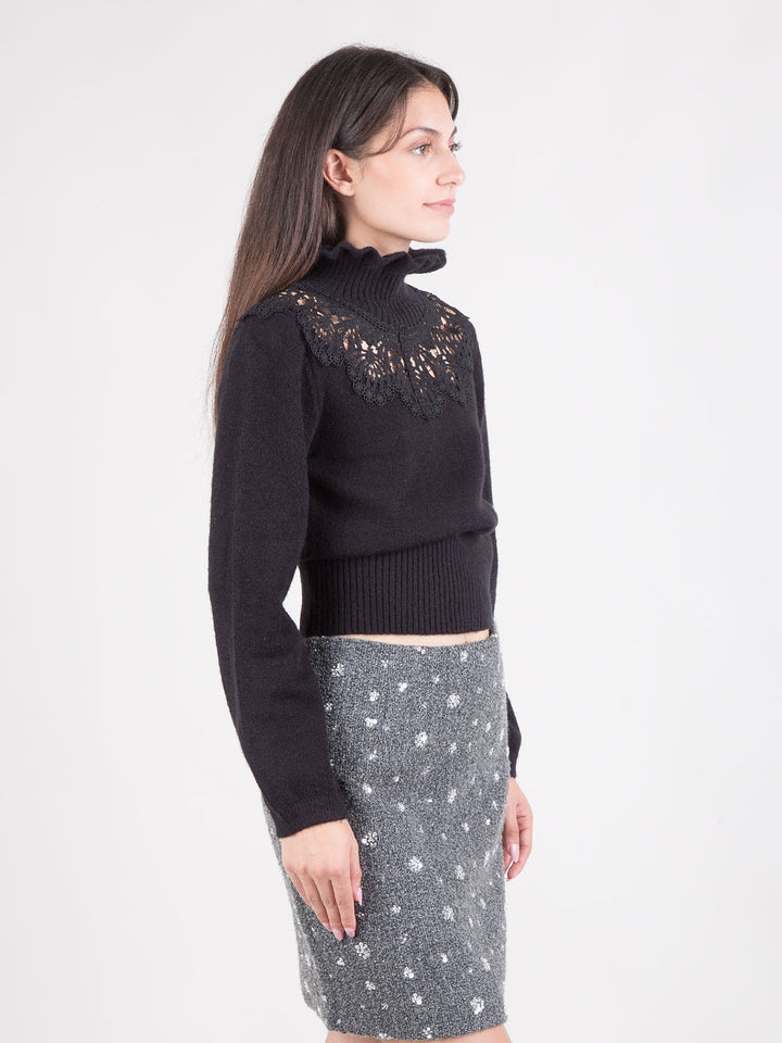 MAGLIA INSERTO CON COLLO IN PIZZO