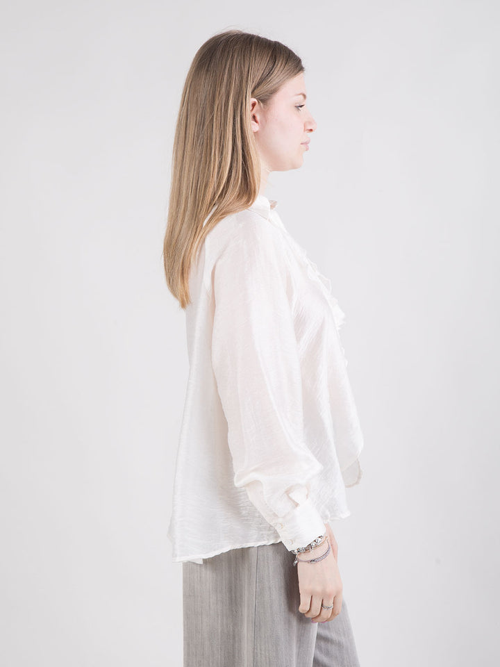 Blusa con rouches e maniche a palloncino