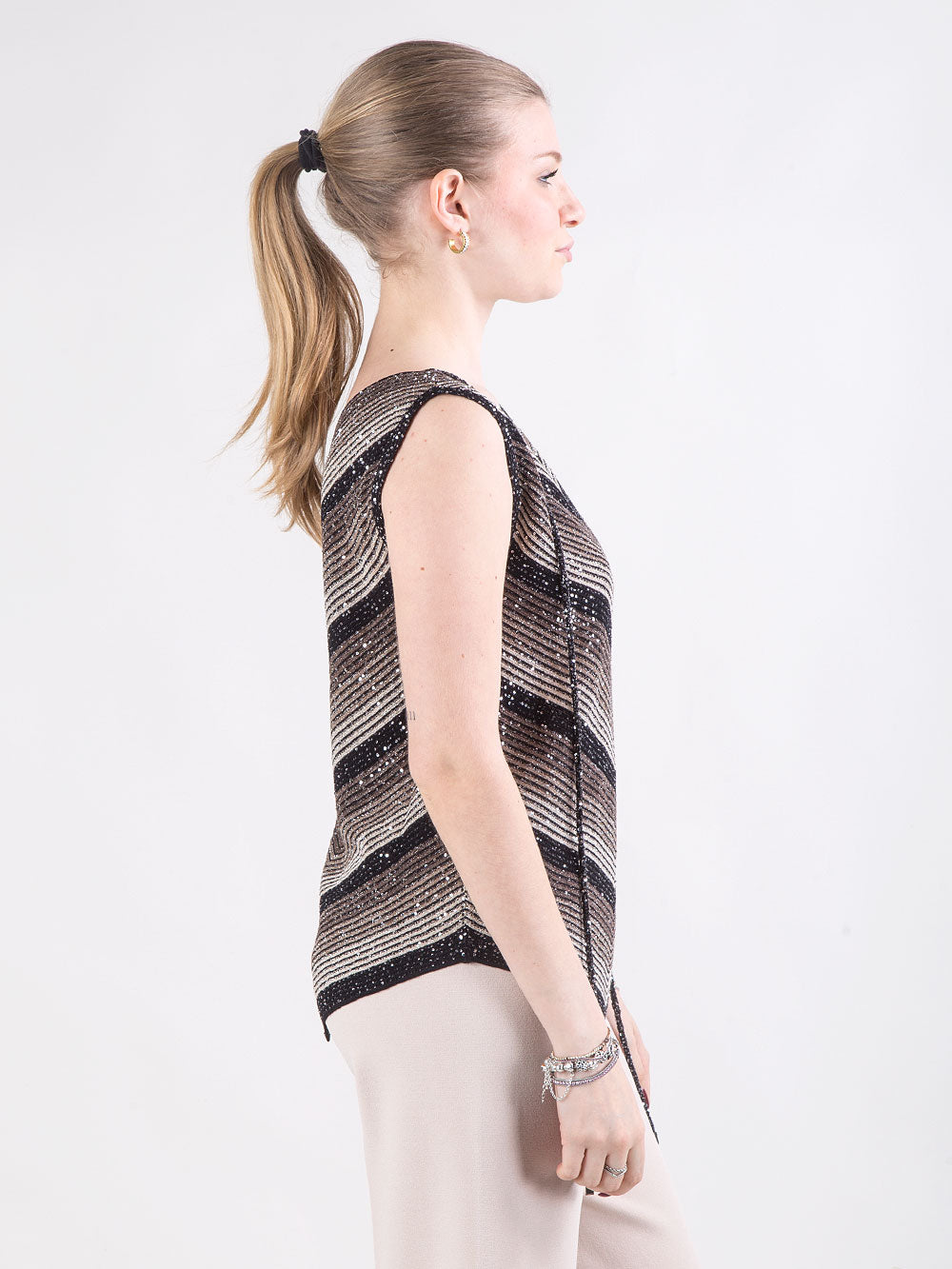 Top lungo lux degradé con micropaillettes