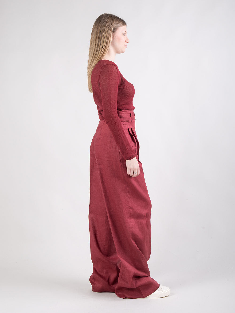Pantalone a vita alta in lino