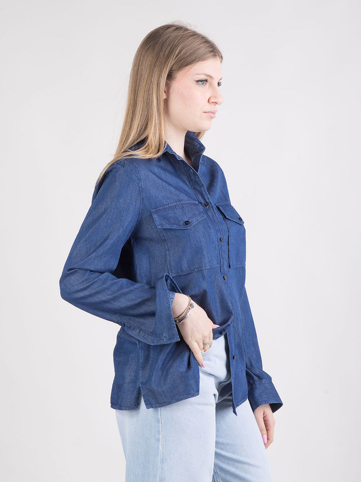Camicia in denim con tasche frontali