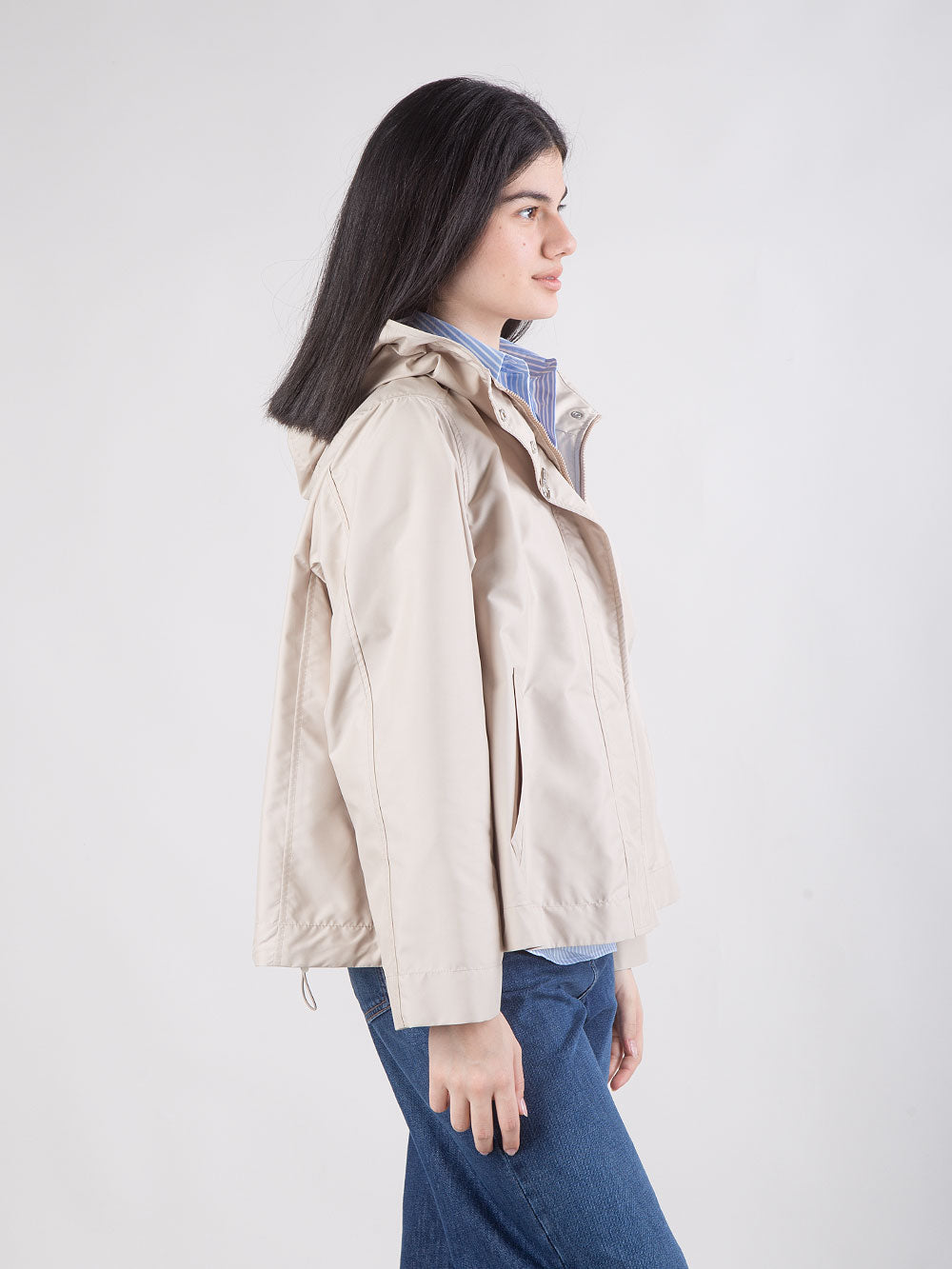 Parka corto in popeline tecnico idrorepellente