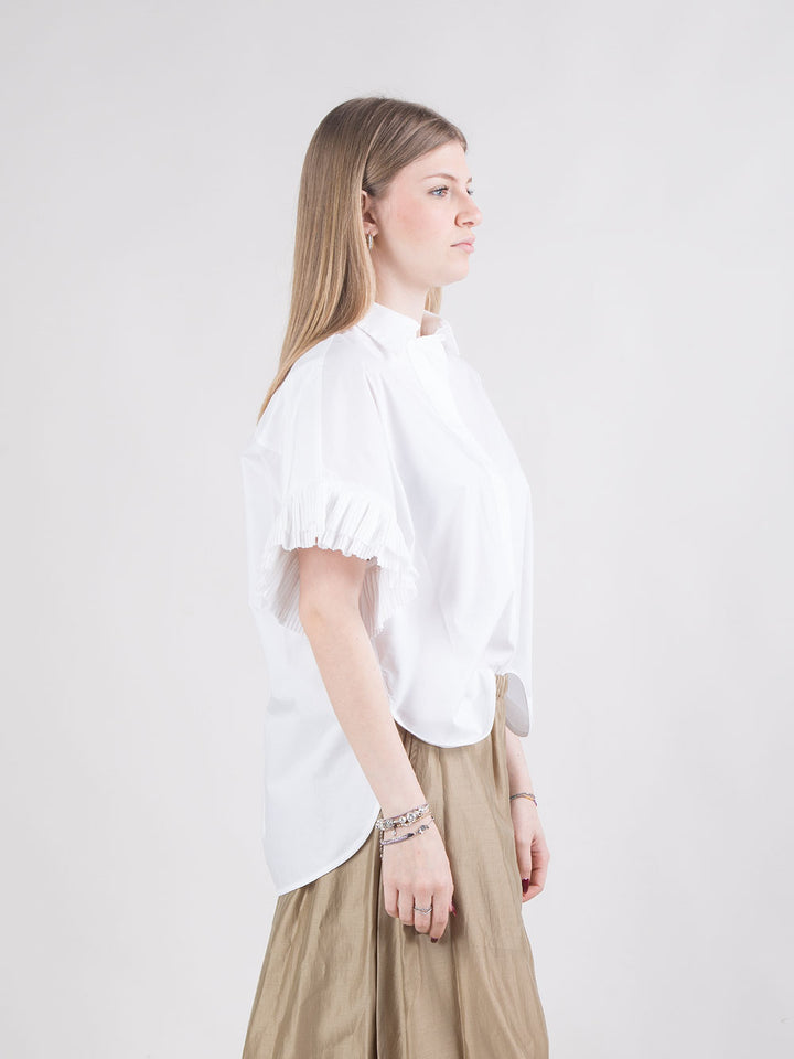 Camicia stile polo con dettagli plissettati