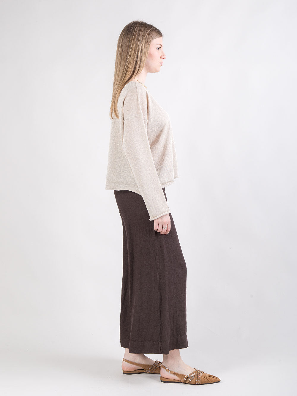 Pantalone cropped in lino