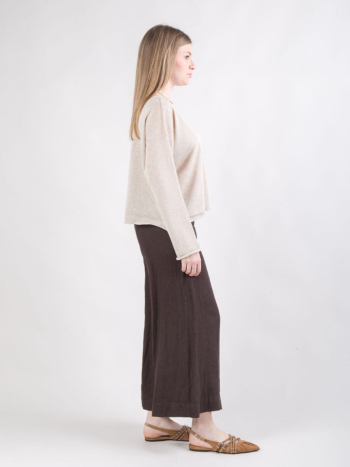 Pantalone cropped in lino