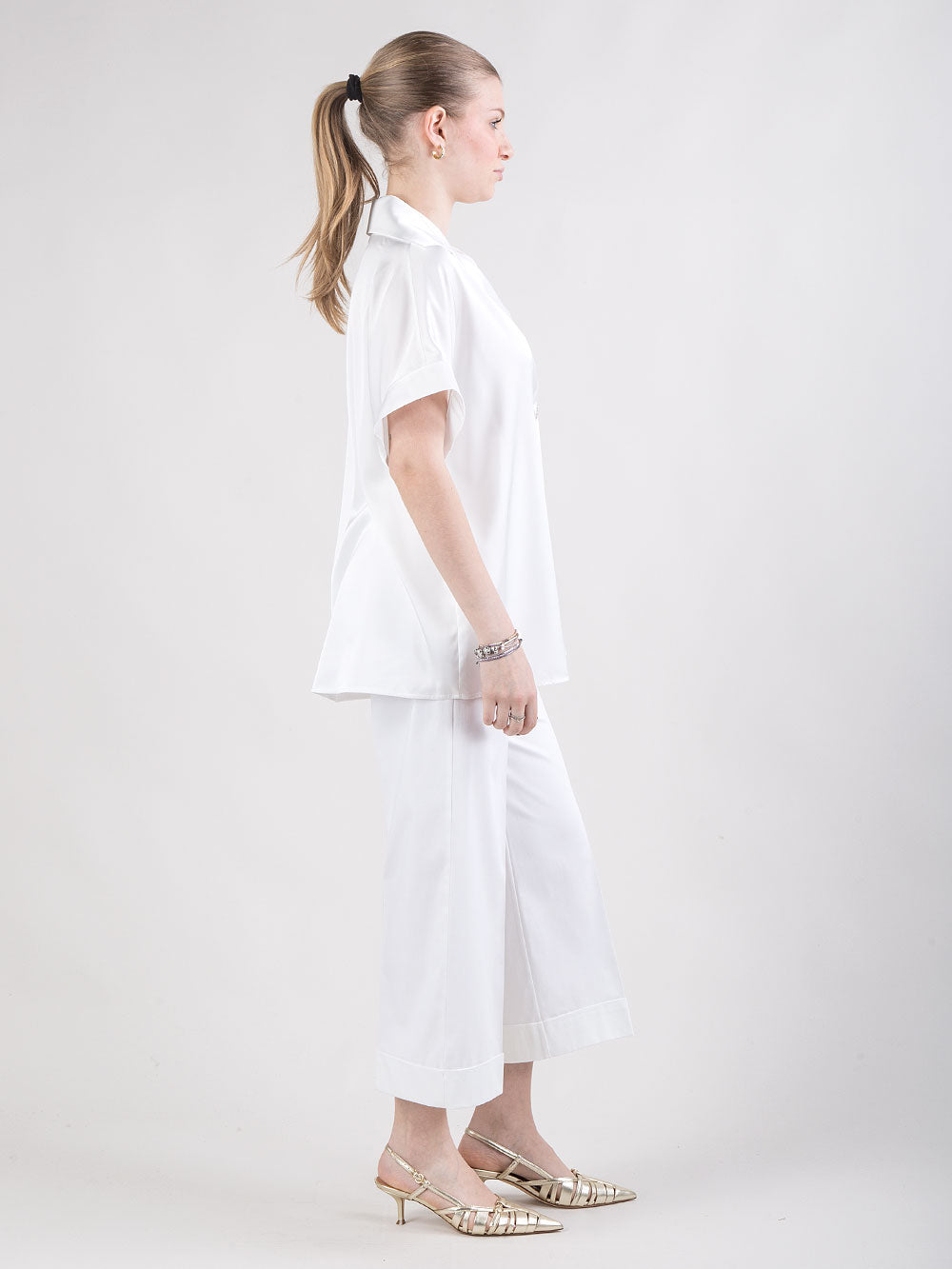 Pantalone palazzo in rasatello di cotone