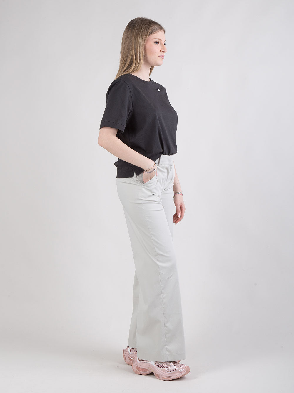 Pantalone chino a palazzo in gabardine