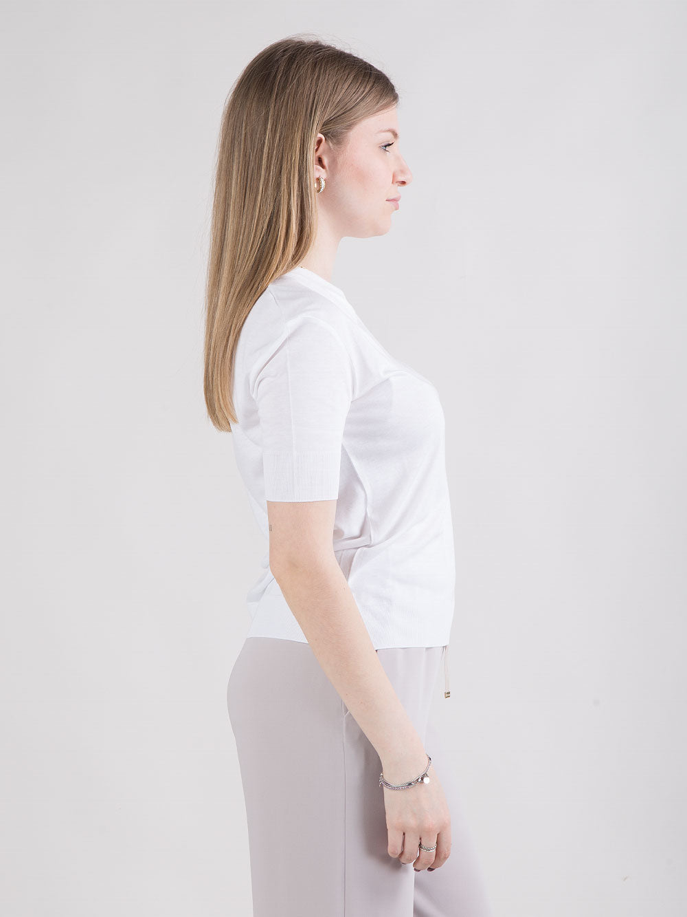 T-shirt in jersey con lavorazione a coste