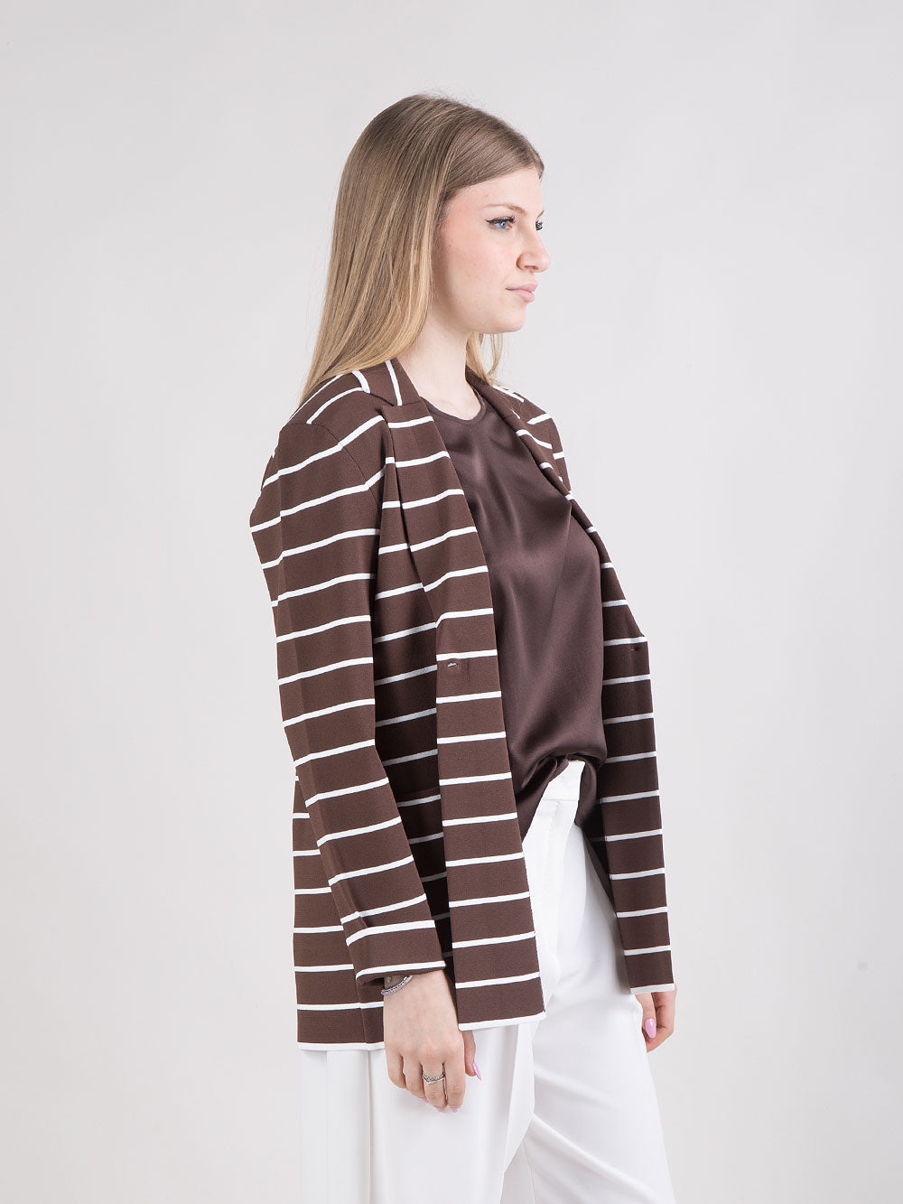 Blazer a righe in viscosa