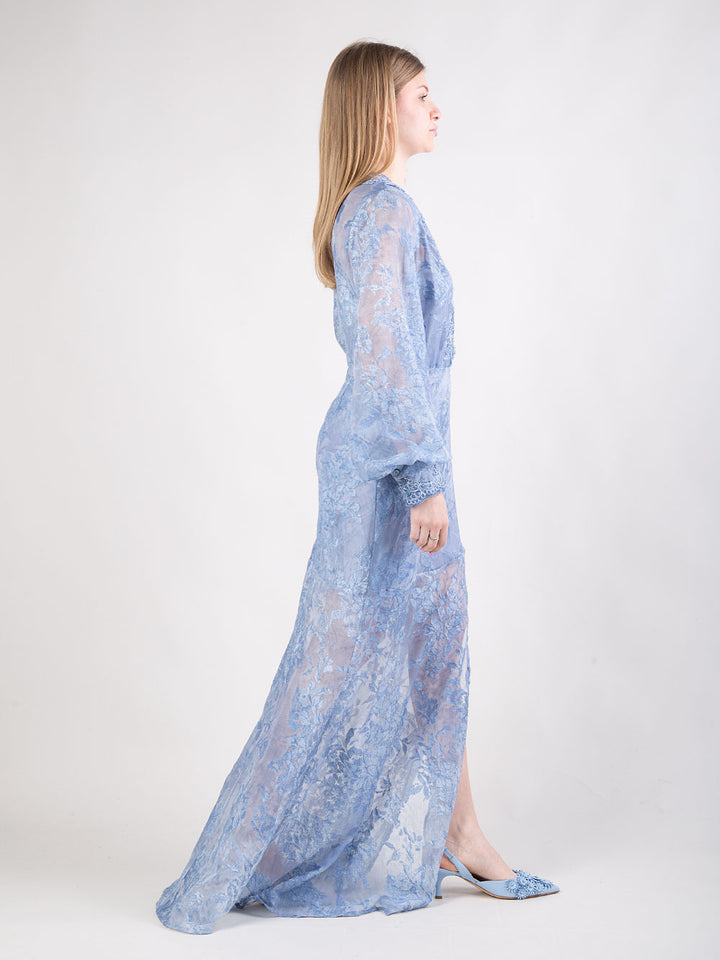 Abito in pizzo con scollatura profonda