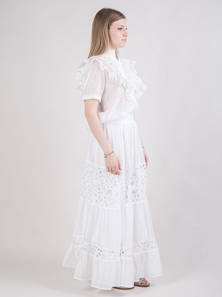 Completo in pizzo bianco