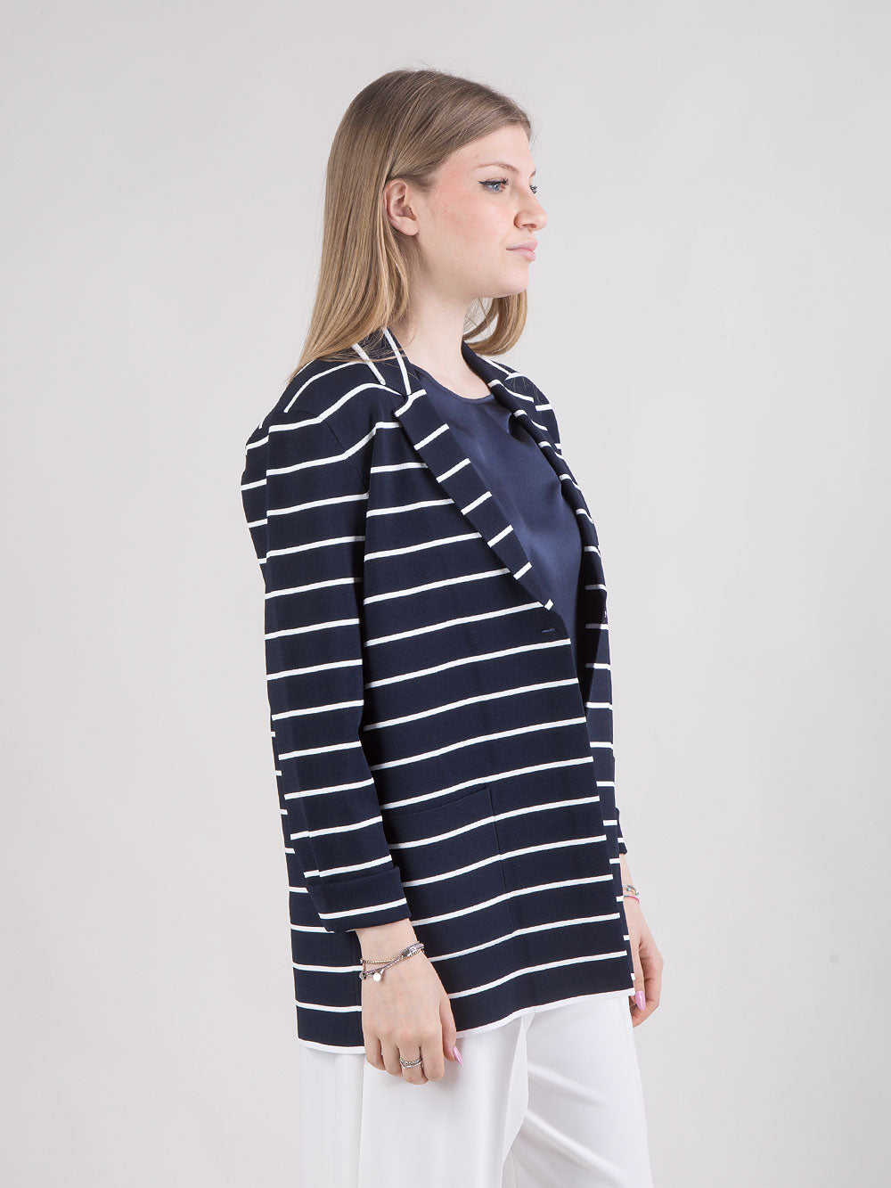 Blazer a righe in viscosa
