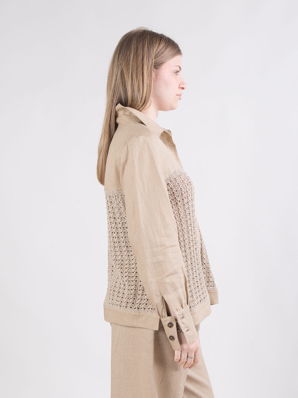 Camicia in lino e cotone crochet