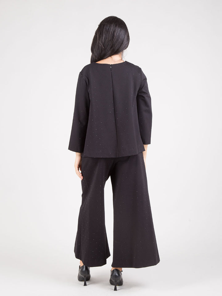 Pantaloni wide leg strass