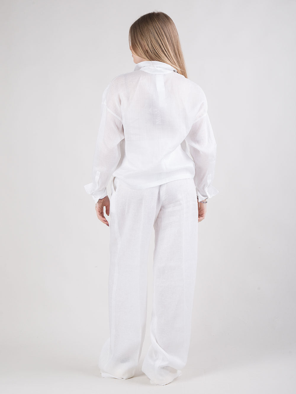 Pantalone a vita alta in lino