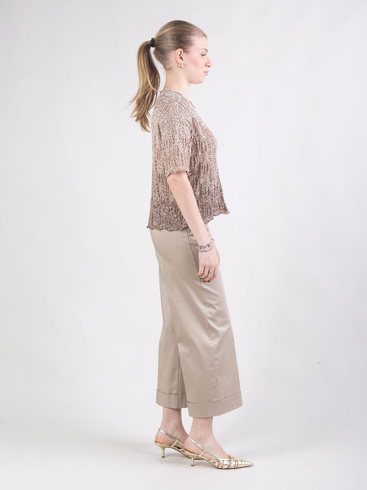 Pantalone palazzo in rasatello di cotone