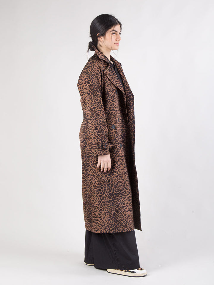 Trench lungo doppiopetto maculato