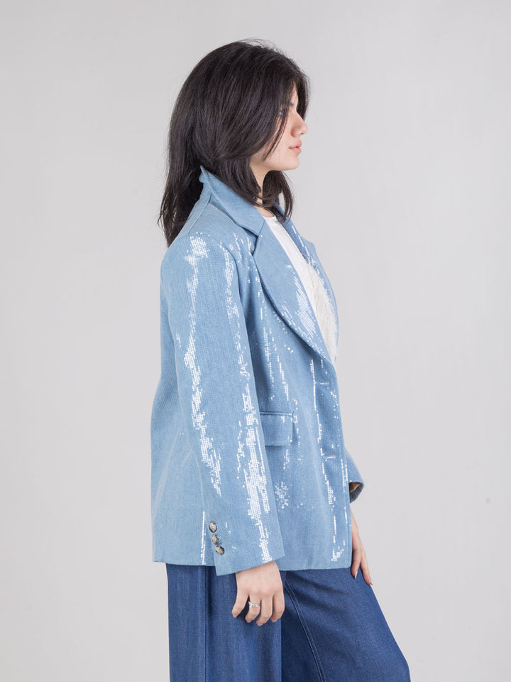Giacca denim paillettes